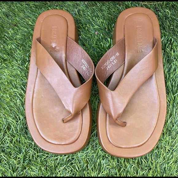 lokal lane vegan leather the huey platform flip flop sandals shoes women’s 7. - Picture 3 of 6